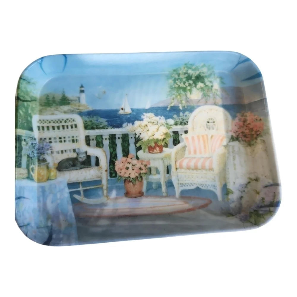 Vintage Melplus Monza Melamine Tray Set Coastal Grandma Aesthetic Made in Italy